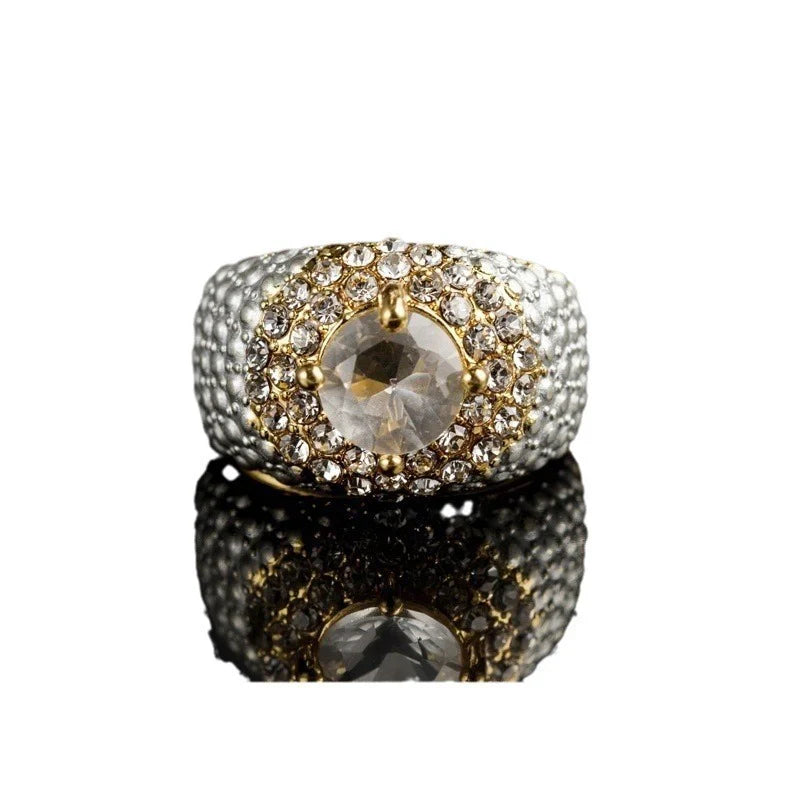 Gold-plated Square European And American Gemstone Ring