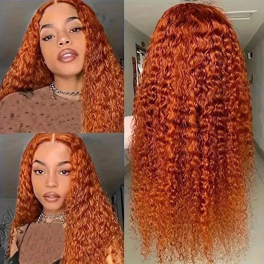 Orange Ginger Lace Front Curly Wigs