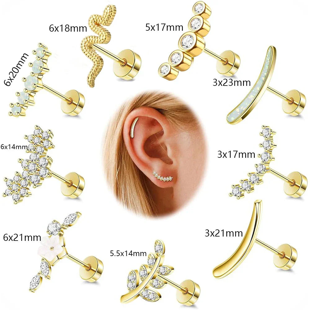 Screw Screw Round Piece Ear Studs Stainless Steel Electroplating Ear Ear Bone Pin