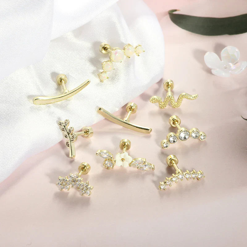 Screw Screw Round Piece Ear Studs Stainless Steel Electroplating Ear Ear Bone Pin