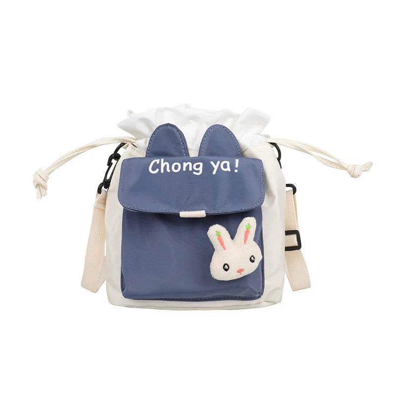 Cartoon Bucket Bag Literary Student Canvas Bag Shoulder Messenger Bag